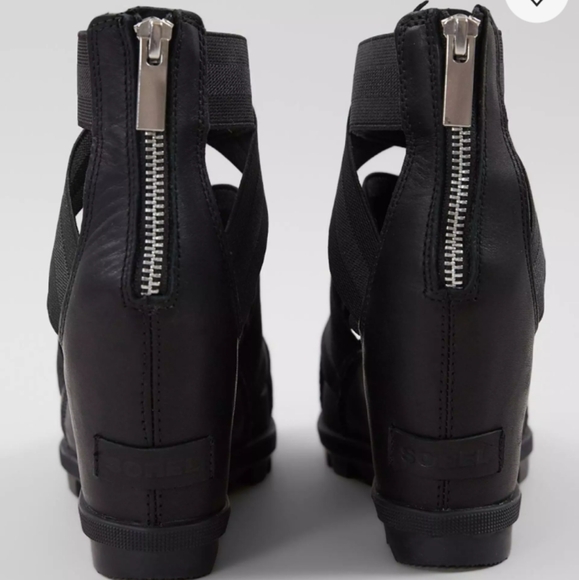 Sorel Black Joanie II Strappy Wedge Sandals Size 8 EUC - Picture 5 of 13